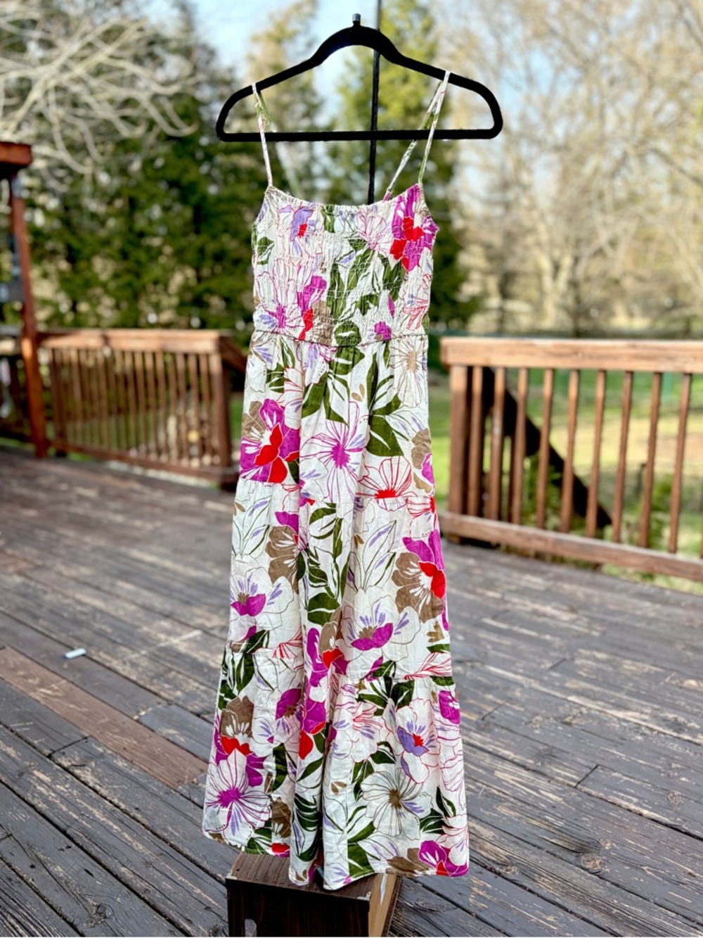 NWT – Gap – Smocked Floral Maxi Dress – Pink Multi Print – Sz. XS - Picture 5 of 7